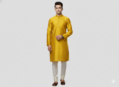 Yellow Plain Bangalore Raw Silk Fabric  (Wholesale)