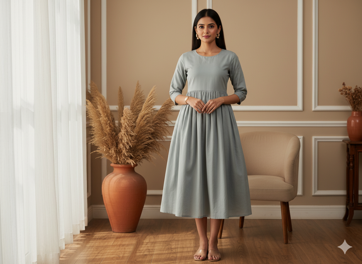 Grey Plain 100% Pure Mul Mul Cotton