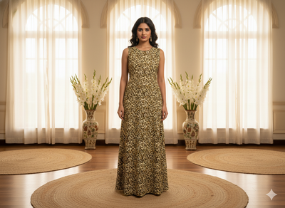 Cream Leopard Digitally Printed Butter Crepe Fabric