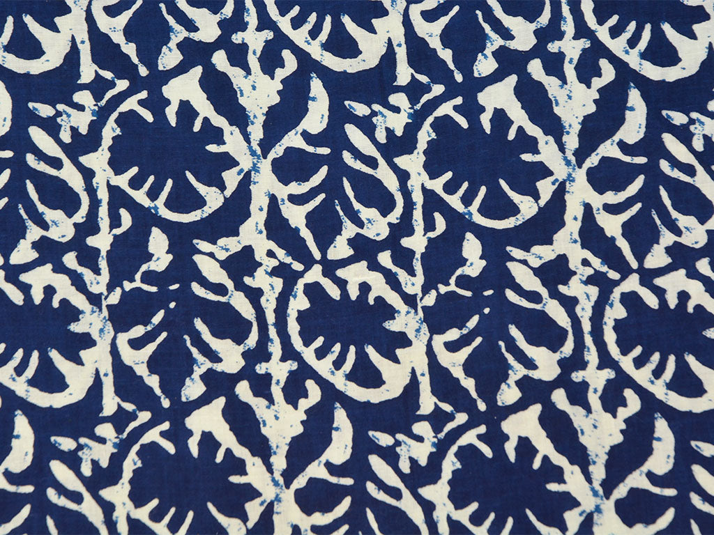 Royal Blue Handblocked Pure Mul Mul Cotton Fabrics