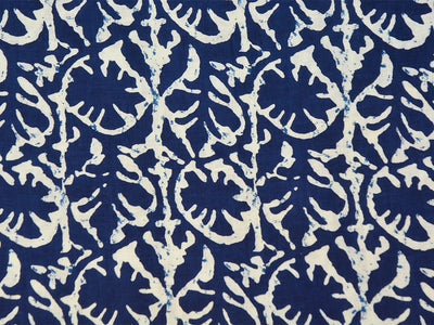 Royal Blue Handblocked Pure Mul Mul Cotton Fabrics