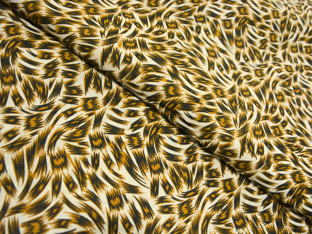 Cream Leopard Digitally Printed Butter Crepe Fabric