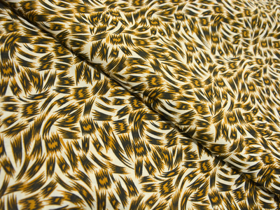 Cream Leopard Digitally Printed Butter Crepe Fabric