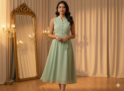 हल्का हरा सादा 60 ग्राम जॉर्जेट कपड़ा