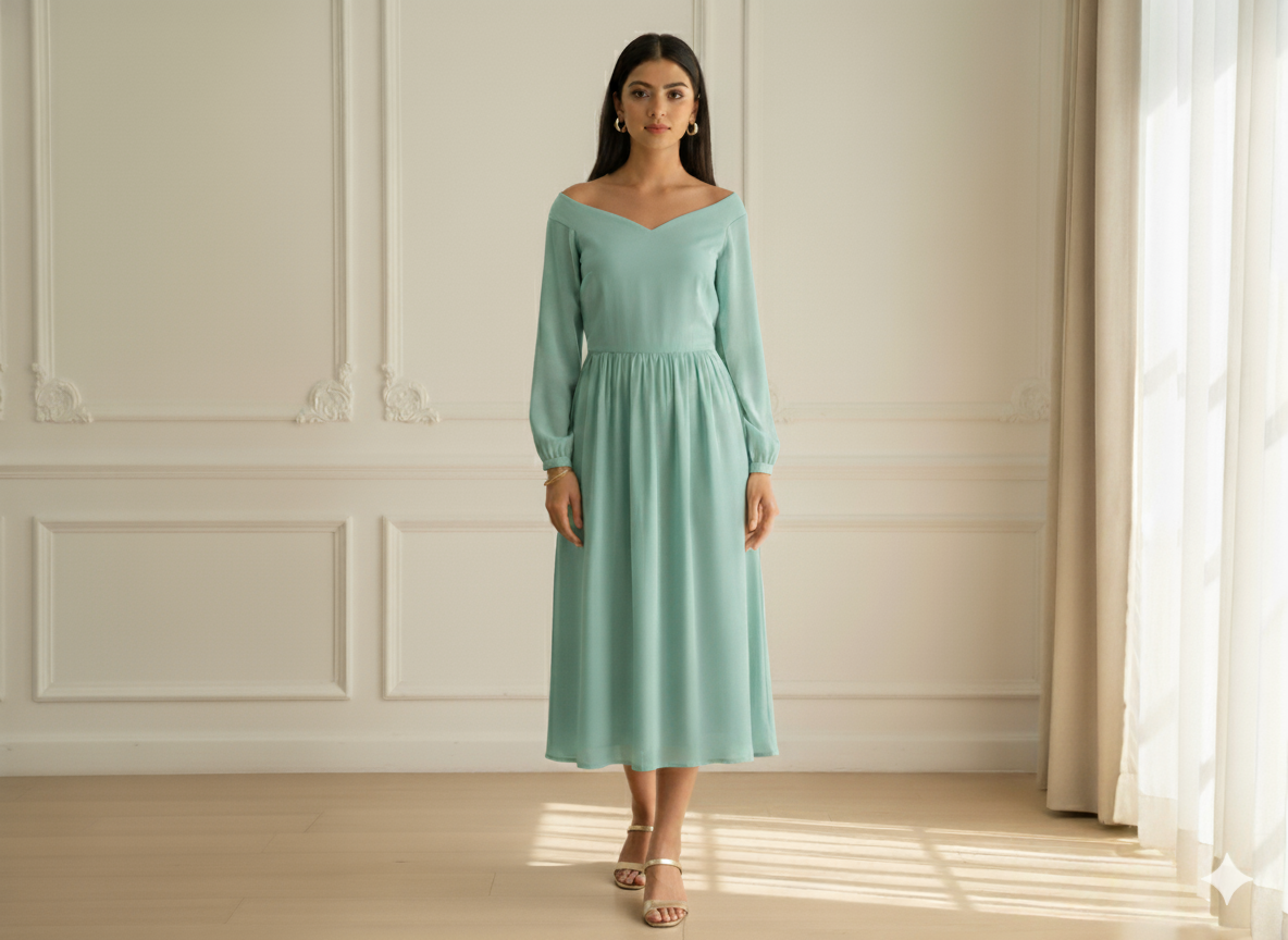 एक्वा ब्लू प्लेन 60 ग्राम जॉर्जेट फ़ैब्रिक