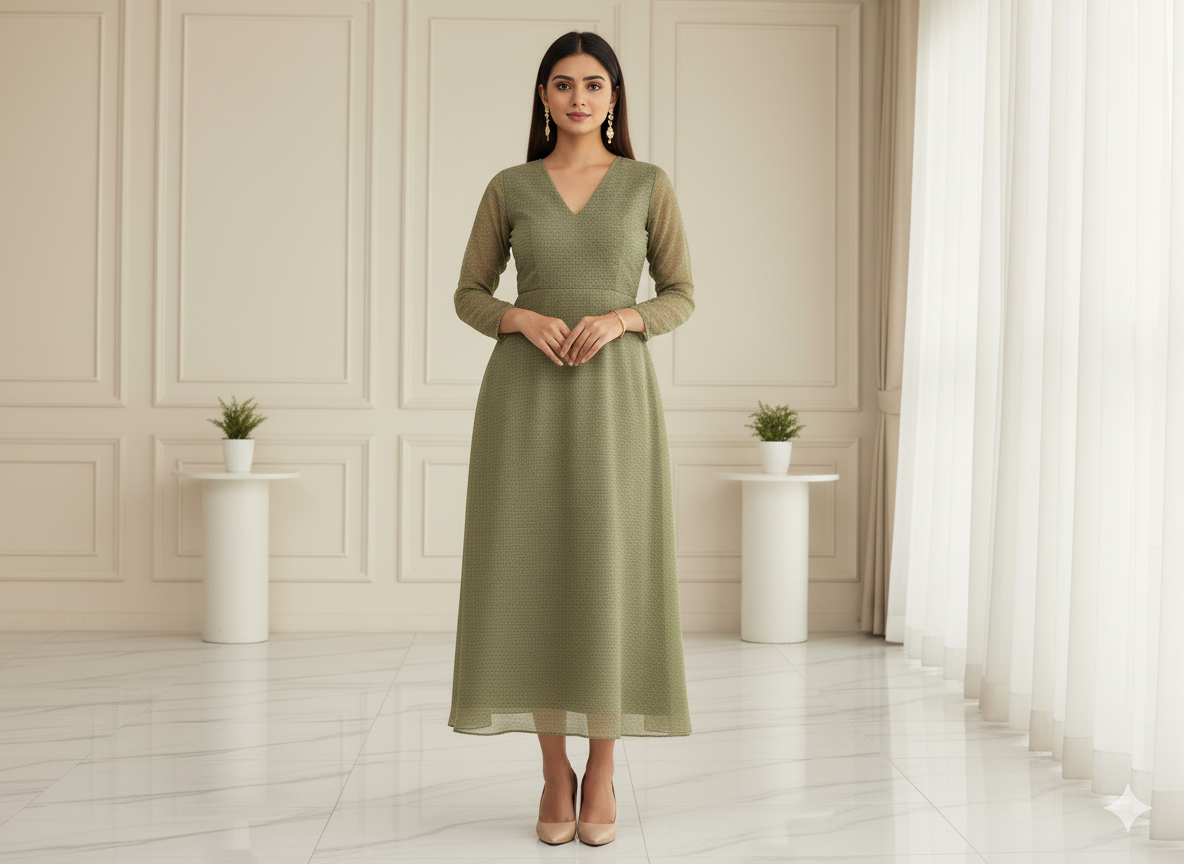 पिस्ता हरा सादा 60 ग्राम जॉर्जेट कपड़ा