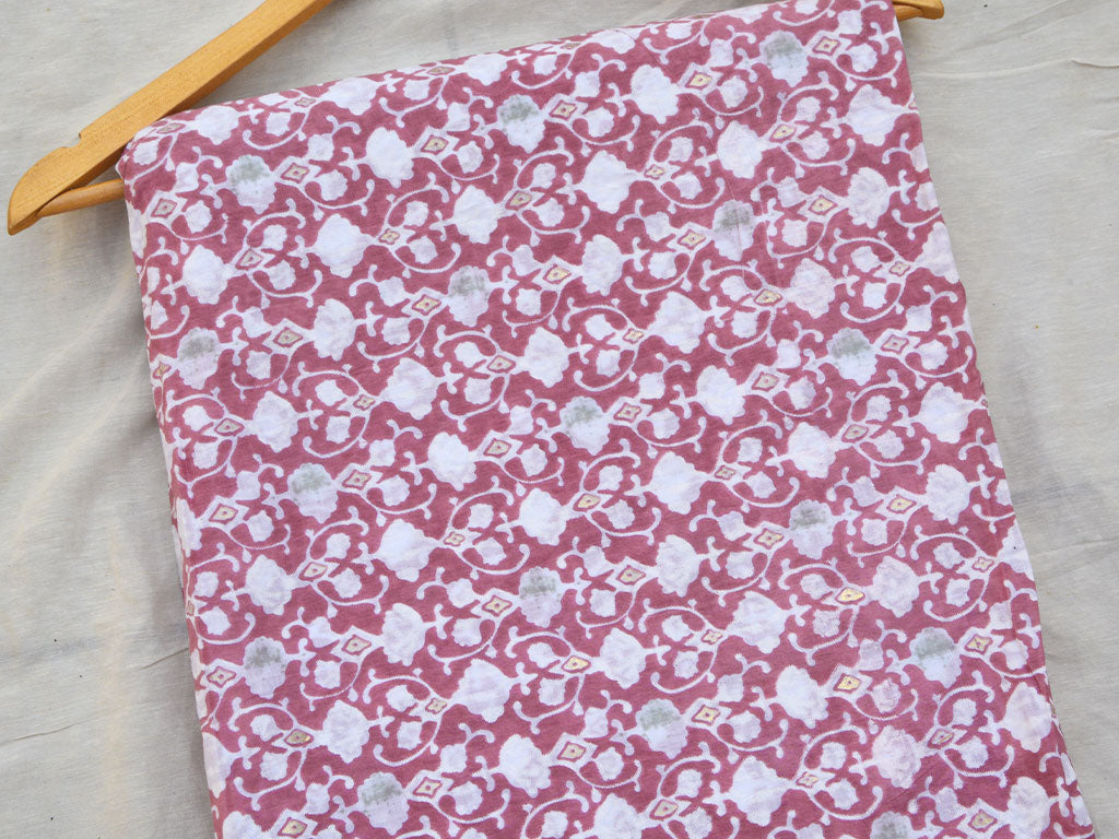 Purple Ajrak Printed Pure Mul Mul Cotton Fabrics