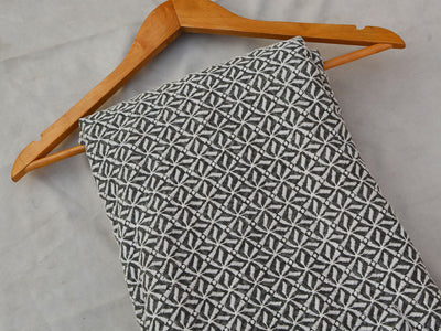Gray Geometric Light Thread Embroidered Premium Georgette Fabric