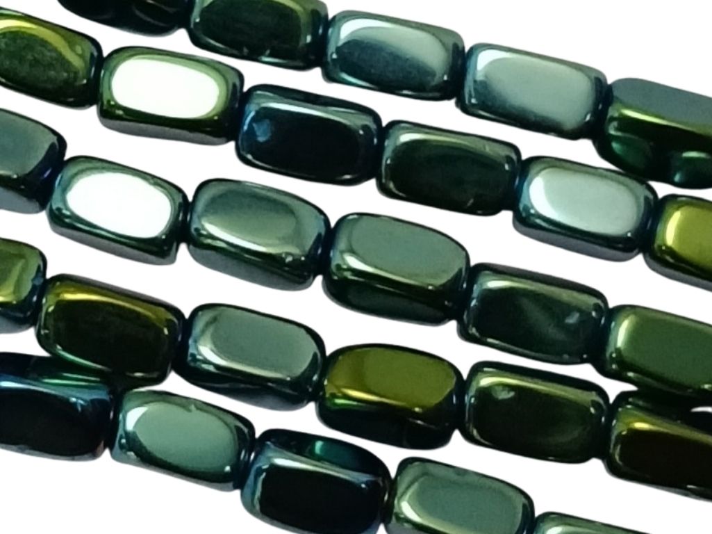 Teal Blue Oval Shaped Haemetite Metal Beads