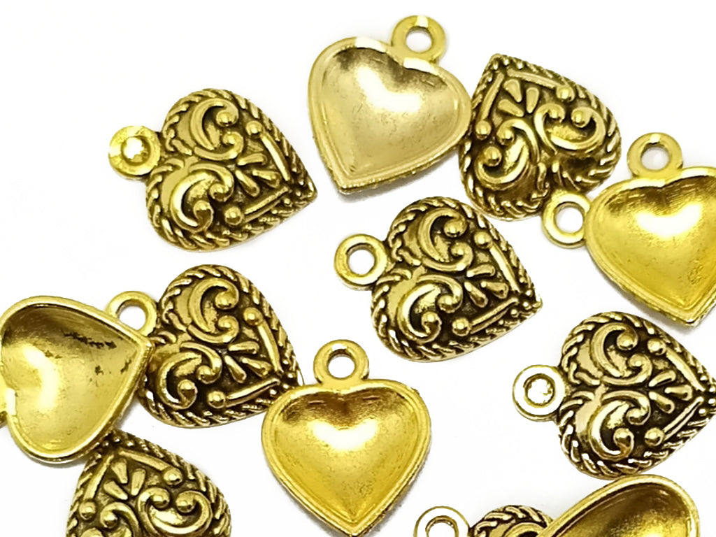 Golden Heart Zinc Metal Charms