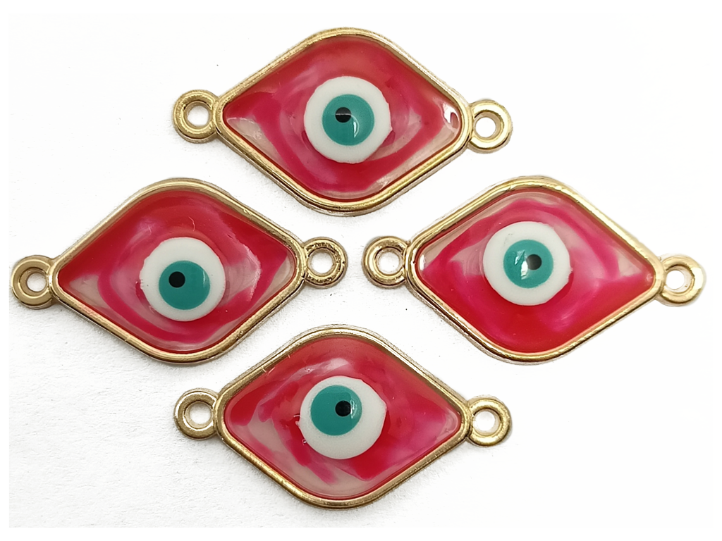 Red Rhombus Evil Eye Resin Charms