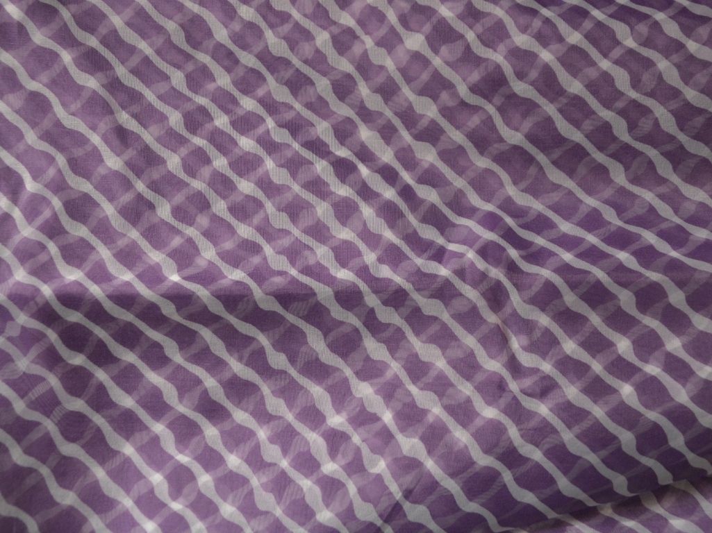 Lavender Srtips Digital Printed Liquid Organza Fabric