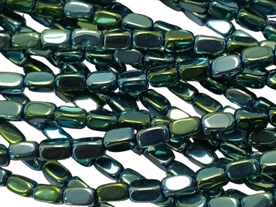 Teal Blue Oval Shaped Haemetite Metal Beads