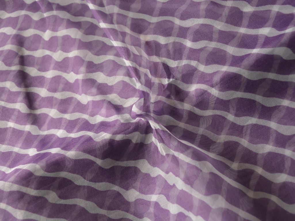 Lavender Srtips Digital Printed Liquid Organza Fabric