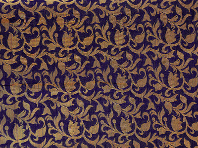 Purple Floral Semi Banarasi Brocade Fabric