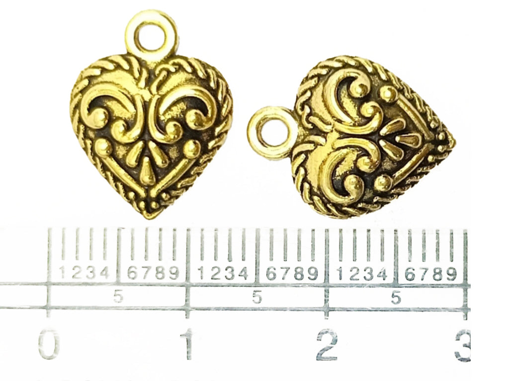 Golden Heart Zinc Metal Charms