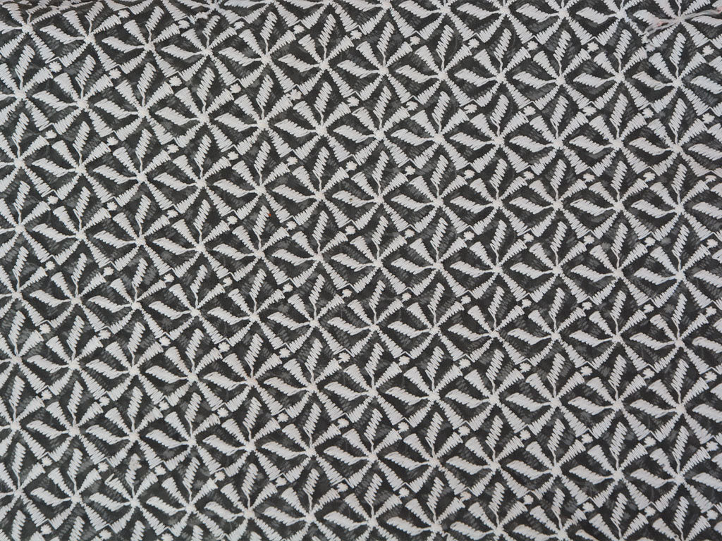 Gray Geometric Light Thread Embroidered Premium Georgette Fabric
