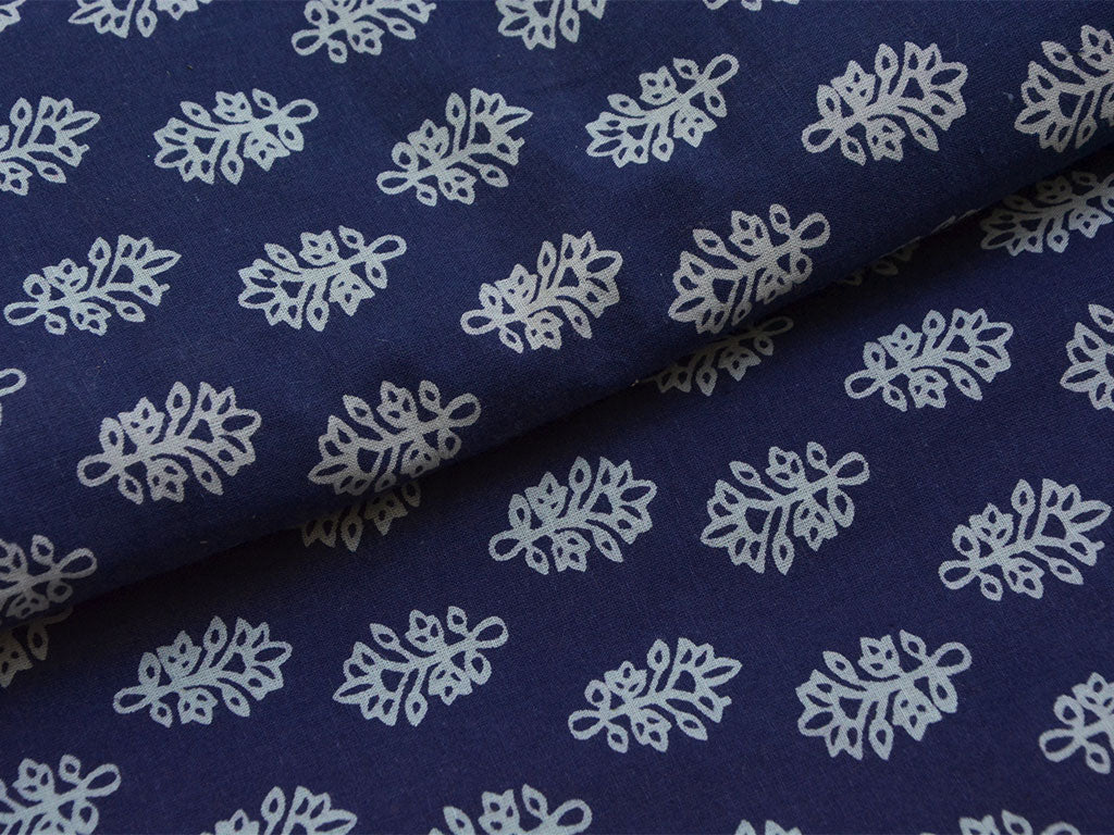 Royal Blue Floral Pure Cotton Fabric