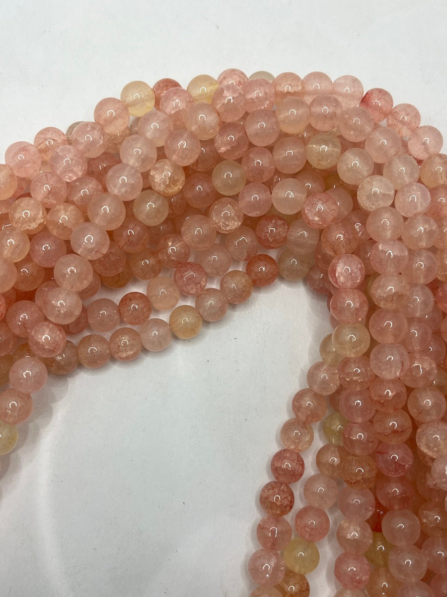 Light Peach Pink Spherical Glass Beads (8 mm)