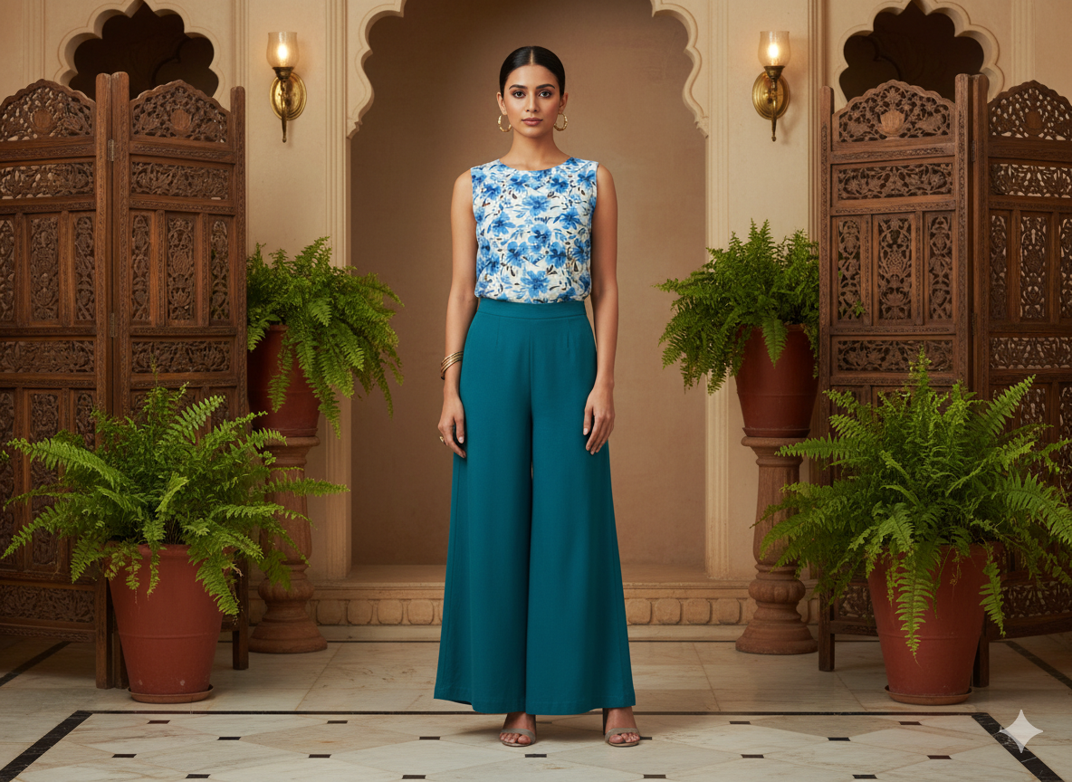 White Floral Digitally Printed Butter Crepe Fabric