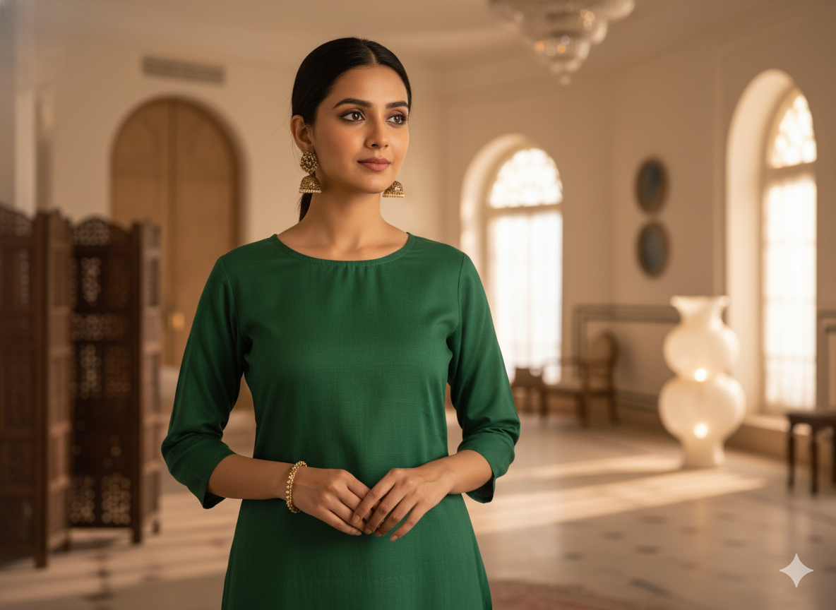 Dark GreenPlain 100% Pure Mul Mul Cotton