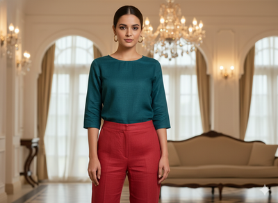 ईंट लाल शुद्ध लिनन कपड़ा - 60 ली