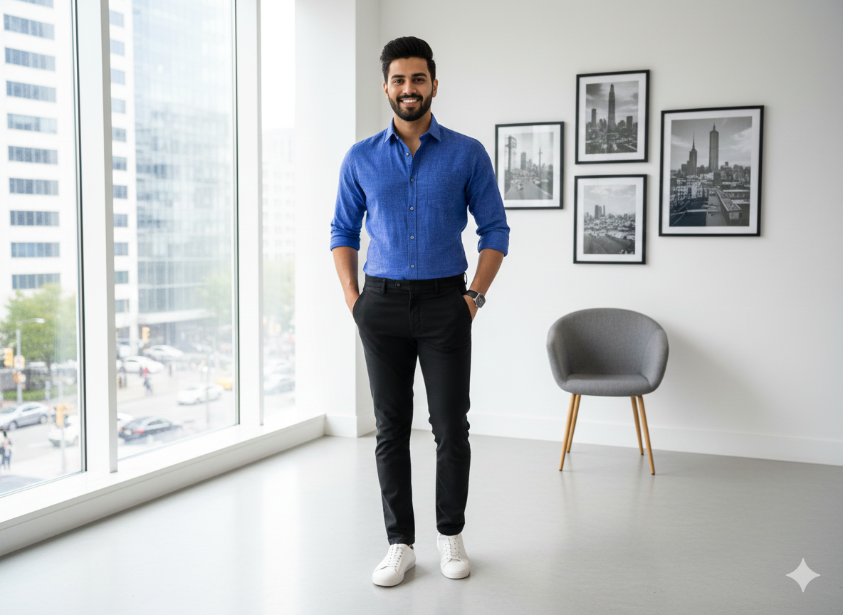 रॉयल ब्लू प्लेन कॉटन लिनन फ़ैब्रिक