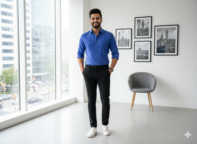 रॉयल ब्लू प्लेन कॉटन लिनन फ़ैब्रिक