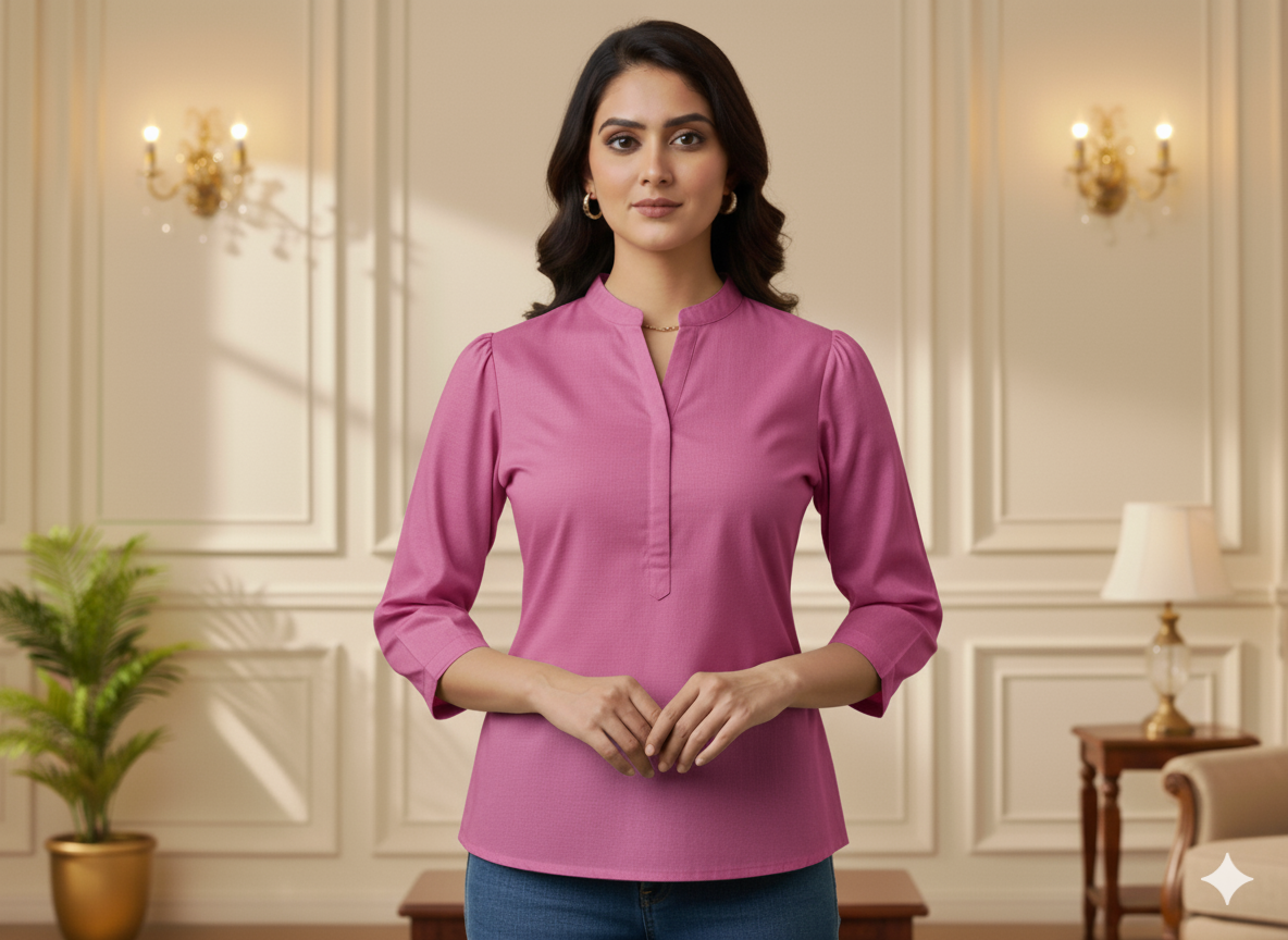 मैजेंटा गुलाबी सादा ग्लेज्ड कॉटन कपड़ा (थोक)