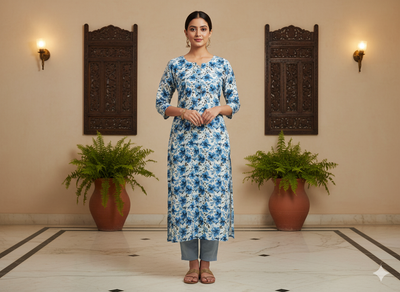 White Floral Digitally Printed Butter Crepe Fabric