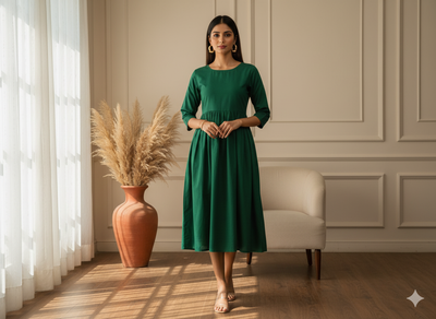 Dark GreenPlain 100% Pure Mul Mul Cotton