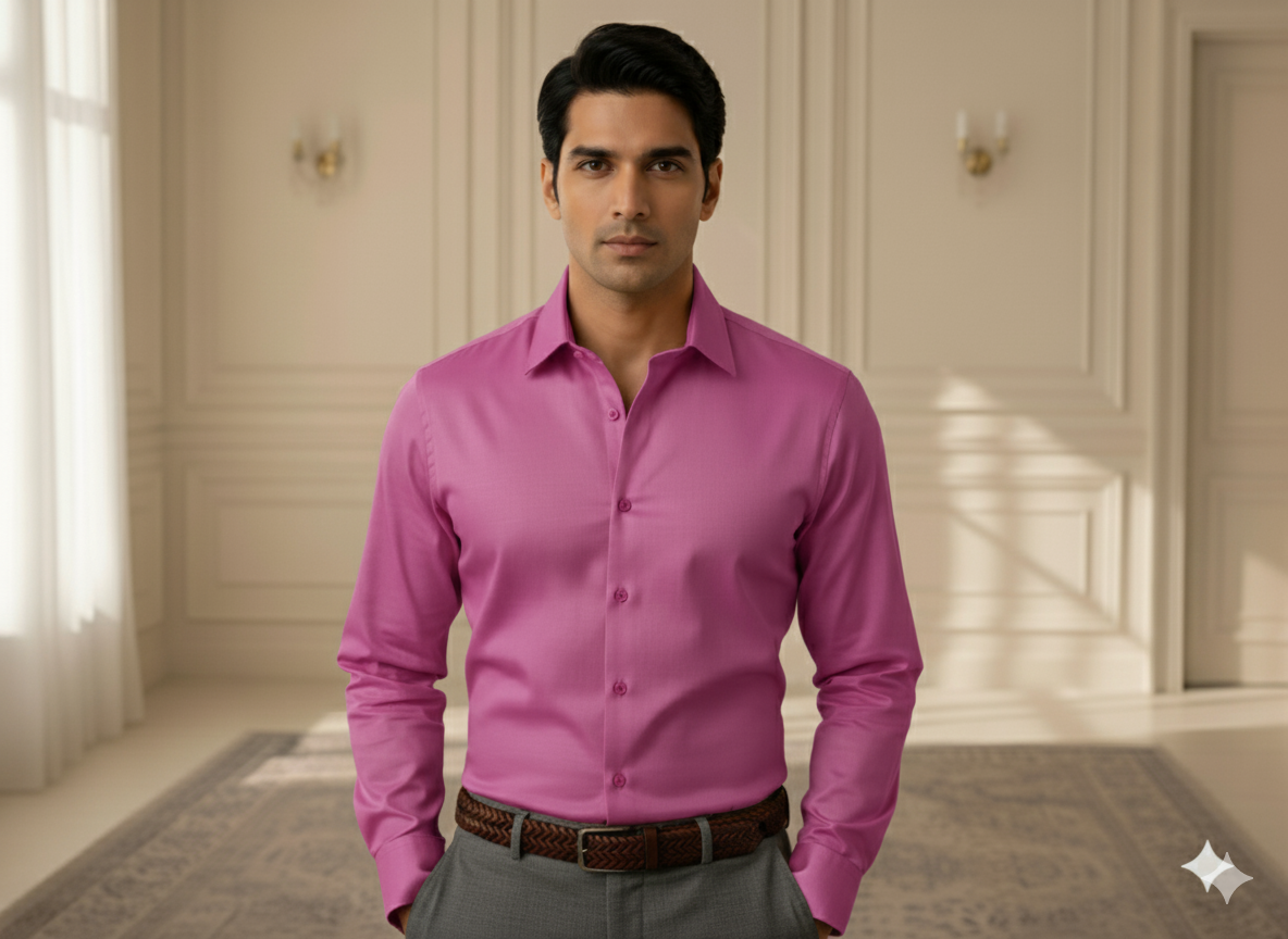 मैजेंटा गुलाबी सादा ग्लेज्ड कॉटन कपड़ा