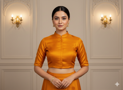 Golden Orange Plain Bangalore Raw Silk Fabric  (Wholesale)