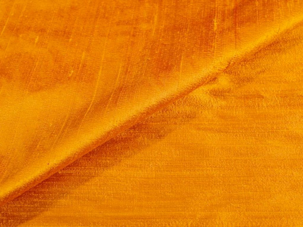 Golden Orange Plain Bangalore Raw Silk Fabric  (Wholesale)