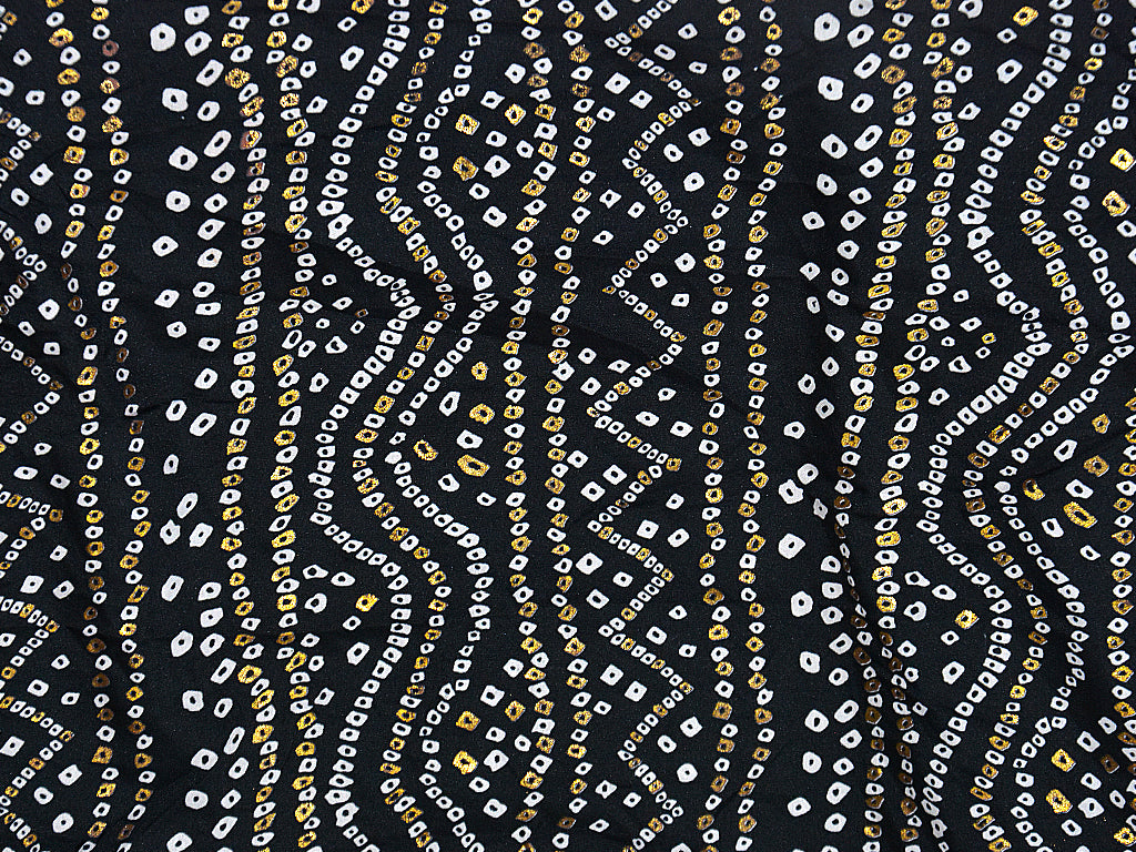 Black Traditional Bandhani Printed Pure Cotton Fabric