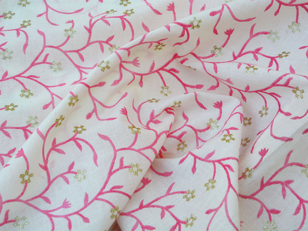 सफ़ेद पुष्प शुद्ध मुल मुल सूती कपड़े