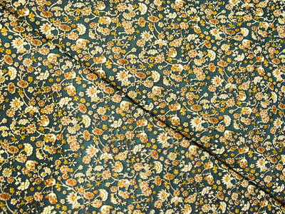 Deep Green Floral Digitally Printed Butter Crepe Fabric