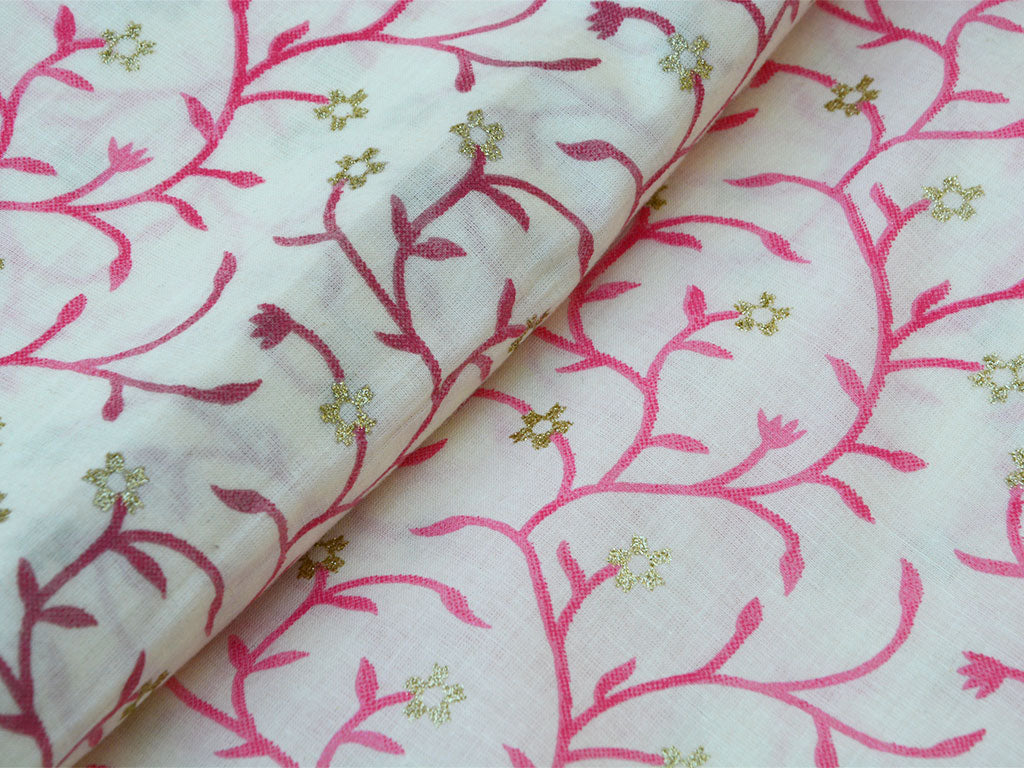 सफ़ेद पुष्प शुद्ध मुल मुल सूती कपड़े