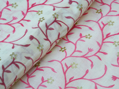 सफ़ेद पुष्प शुद्ध मुल मुल सूती कपड़े