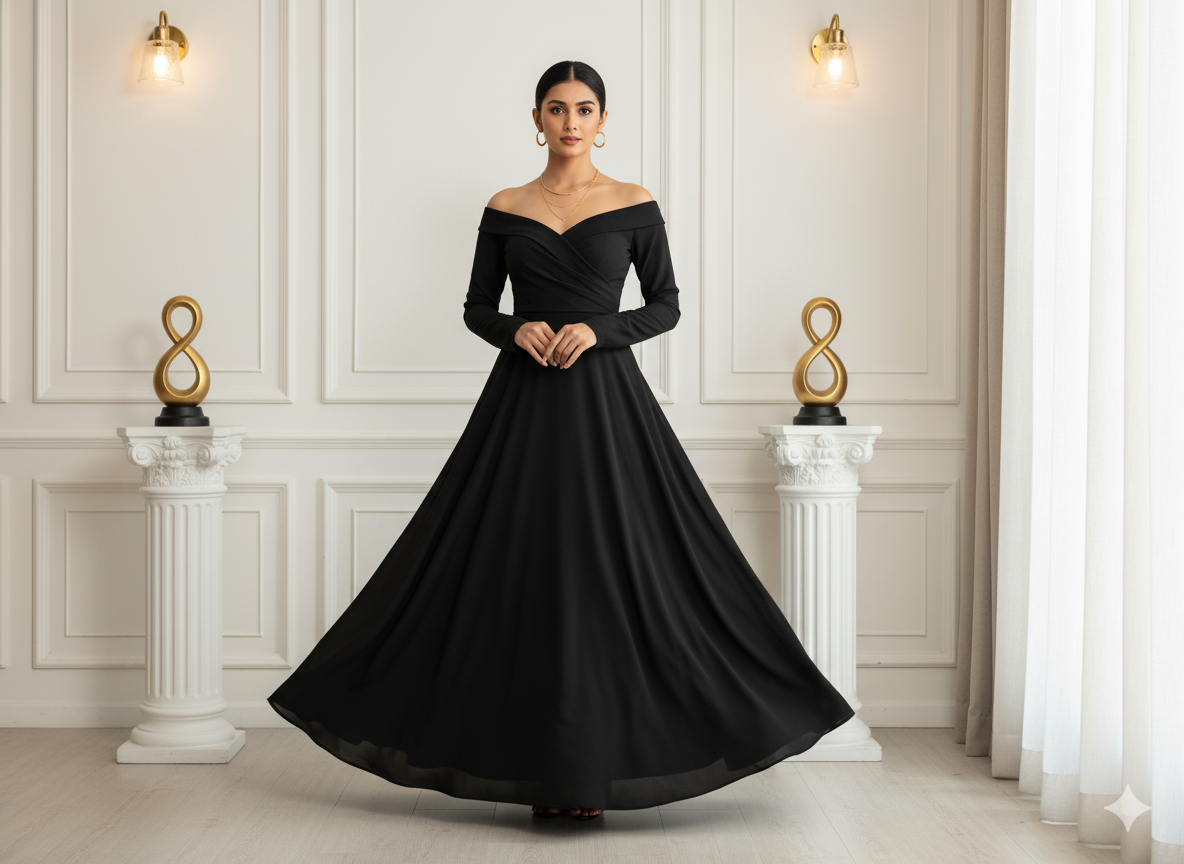 काला सादा जॉर्जेट कपड़ा