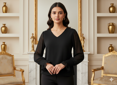 काला सादा जॉर्जेट कपड़ा