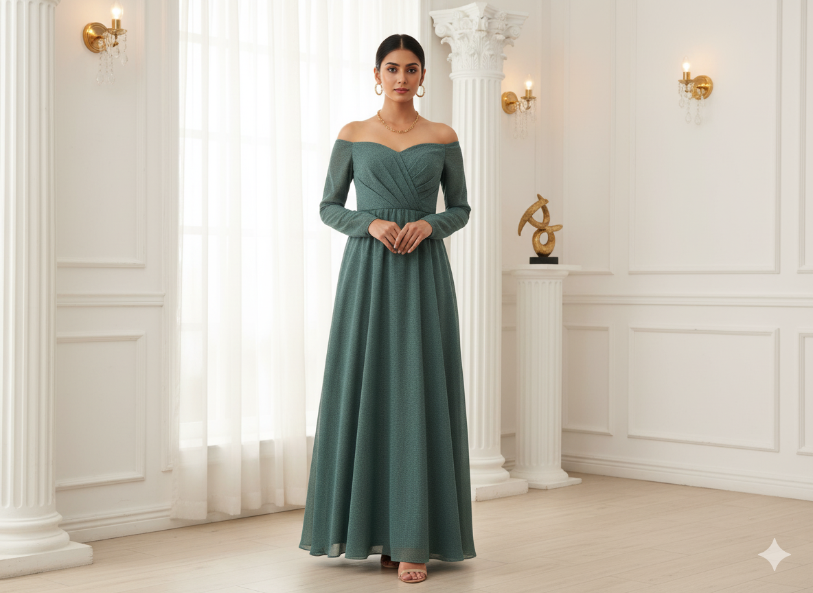 सेज ग्रीन प्लेन 60 ग्राम जॉर्जेट फ़ैब्रिक