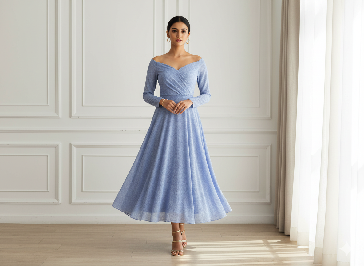 अधिकतम नीला सादा 60 ग्राम जॉर्जेट कपड़ा