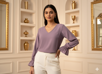 लैवेंडर प्लेन 60 ग्राम जॉर्जेट फ़ैब्रिक