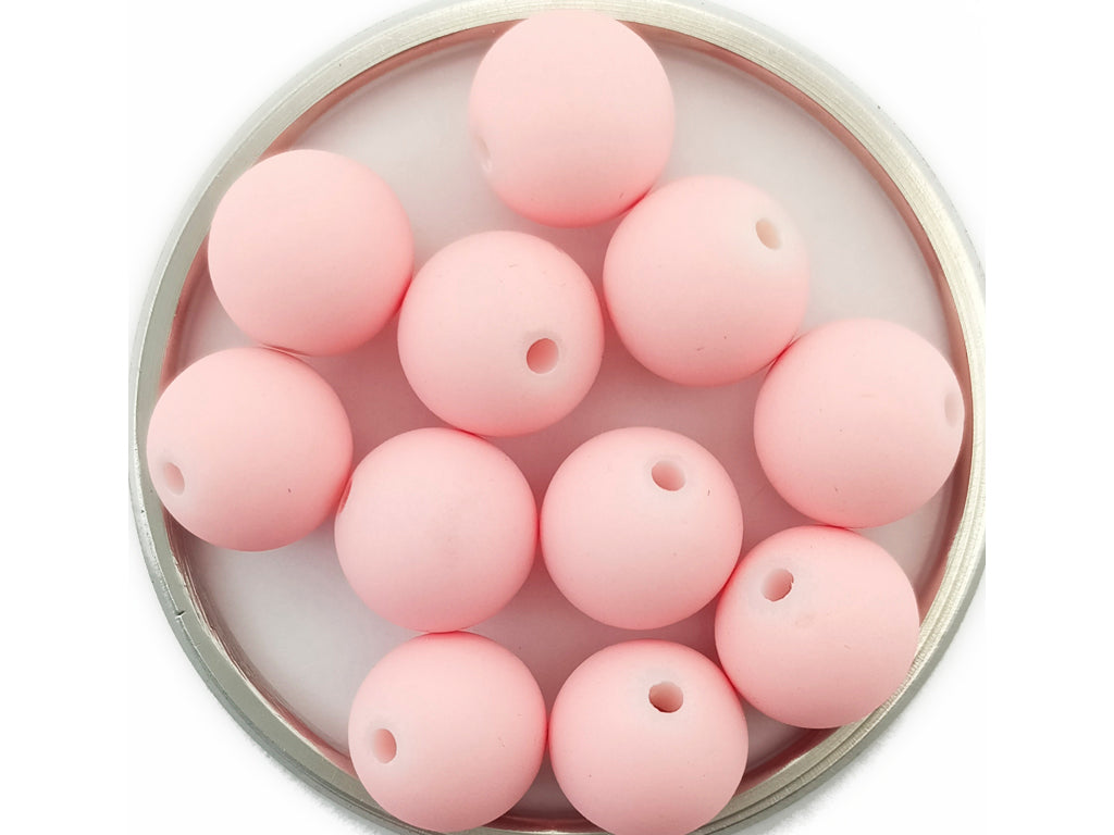 Frosted Pink Spherical Acrylic Beads with Centre Hole