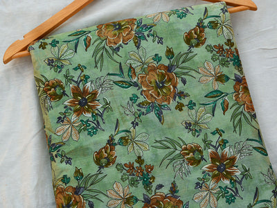 Pista Green Pure Mul Mul Kalamkari Cotton Fabric