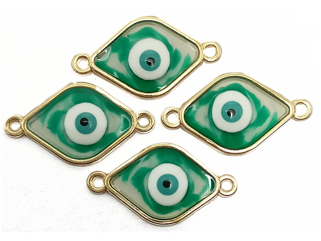 Green Rhombus Evil Eye Resin Charms