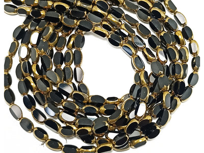 Black Oval Glass Beads