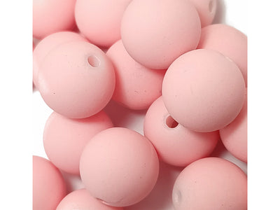 Frosted Pink Spherical Acrylic Beads with Centre Hole