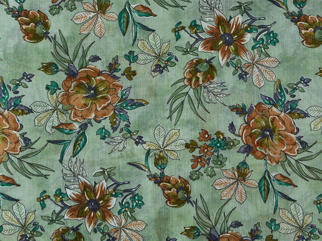 Pista Green Pure Mul Mul Kalamkari Cotton Fabric